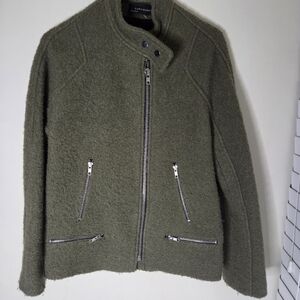 Zara Womens Olive Green Wool Moto Style‎ Jacket Sz S